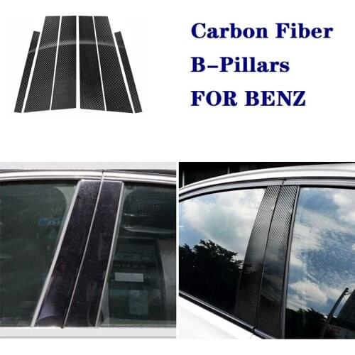 Carbon Fiber Car Window Pillar Posts Cover Trim Stickes Fit For BENZ C/E Class GLA GLC CW204 GLE GLK B-Pillars Protect Trim