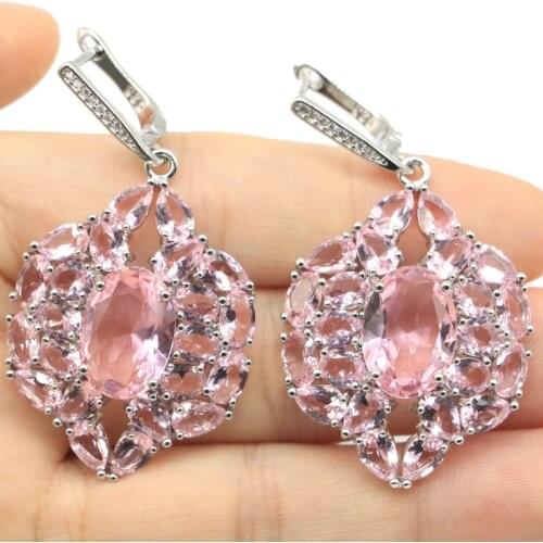 38x10mm Highly Recommend 4.9g Rhodolite Garnet Smokey Topaz CZ Ladies Wedding 925 Sterling Silver Earrings Drop Shipping