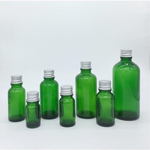 5ml/10ml/15ml/20ml/30ML/50ml/100ml Green Glass Bottle Vials Essential Oil Bottle with Aluminum cover Perfume bottles