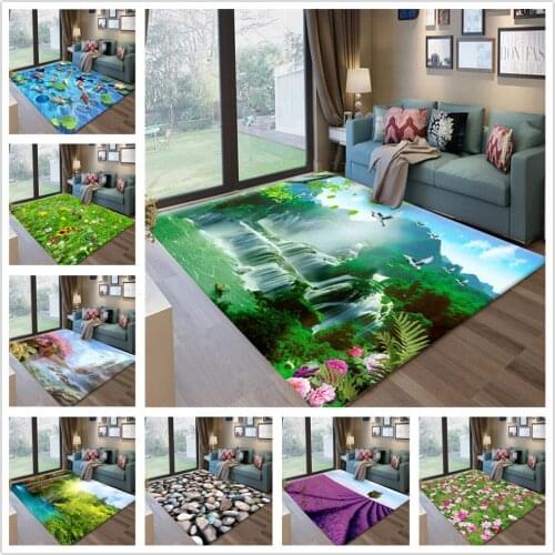 Creative 3D Printing Garden Flower Carpets for Living Room Bedroom Area Rugs Hallway Carpet Kitchen Bathroom Anti-Slip Floor Mat