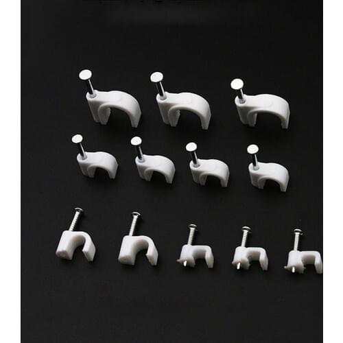 Buy 2 get 1 Free 100pcs 8mm Nail wire cable clips round U type white for PC power cord cable