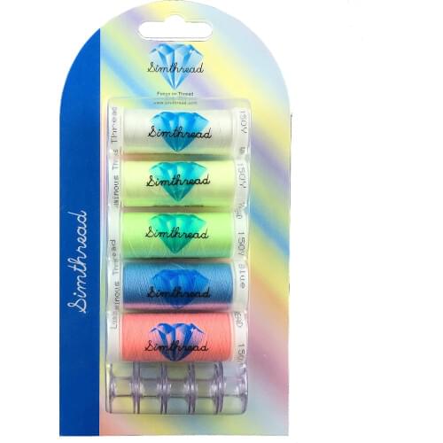 Hot Selling 5 Pcs 150 Yards Glow In the Dark Embroidery Thread 5 Empty A Type Bobbins for embroidery thread Machine