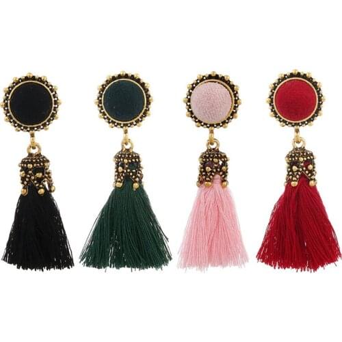 Tiny Tassel Earrings For Women Fashion Jewelry Vintage Velvet Ball Statement Fringed Drop Earring Female Jewellery New