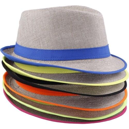 15 Color fashion womem men summer fedora hat Beach panama hat Linen Candy Color