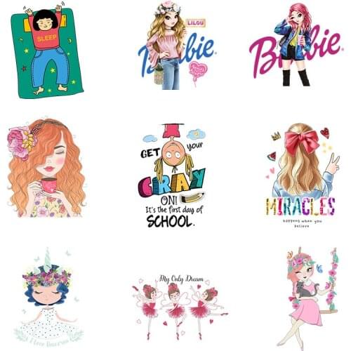 Fashionable Youth Ballet Girl Patch Printing Iron On Princess Costume T-shirt Thermal Transfer Fusible Stickers Customized