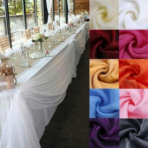 5M Transparent Crystal Organza Bolt Top Tab Swags Sheer Swags Fabric DIY Wedding Event Party Stairs Chair Decoration