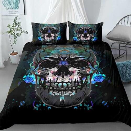 Skull bowknot 3D printed bed Linen Luxury bedding set Queen king size Men Women Duvet Cover pillowcase For Halloween decoration