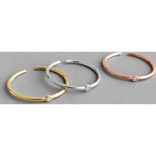 S925 Silver Color Ring Beautiful Zircon Opening Ring Temperament Wild Fashion Jewelry Female Jewelry Girlfriend Gift