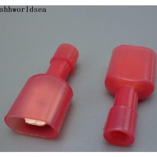 Shhworldsea 2000pcs male red Spade Crimp Connector Wire Terminal for 22-18AGW wire