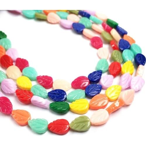 Synthetic Coral engraving Pattern Leaf shape loose beads isolation bead for Jewelry making DIY necklace bracelet accessories