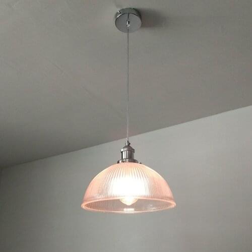 Modern Restaurant Bedroom Study Corridor Bar Industrial Pink Glass Chandelier Creative Single-Head Semi-Circular Chandelier