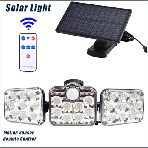 3 Head LED Solar Lights Outdoor Wall Solar Lamps Adjustable Motion Sensor Wide Angle Waterproof Garden Street Home Lighting Lamp