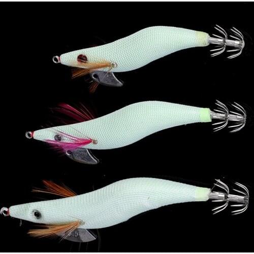 1pc Luminous Squid Jigs Sea Fishing Lure Octopus 3D Eyes Artificial Hard Bait Fishing Saltwater Squid Hook