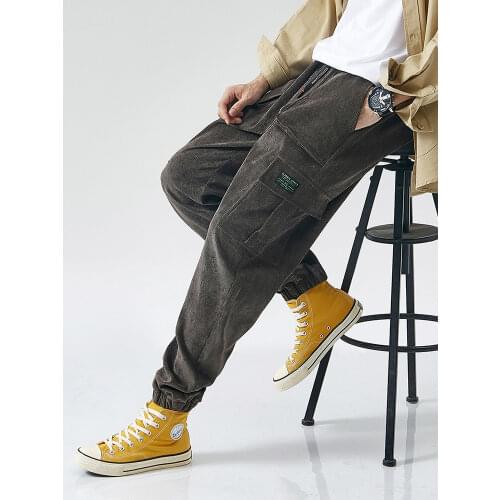 2020 Spring Autumn Plus Size Corduroy Cargo Pants Men Joggers Hip Hop Baggy Pants Streetwear Trousers 6XL 7XL 8XL