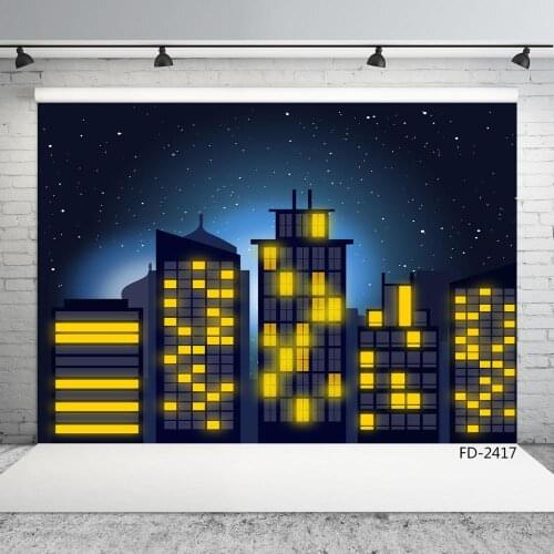 City Lights Surper Hero Photography Backdrops Vinyl Photo Studio Backgrounds for Baby Children Birthday Party Photobooth