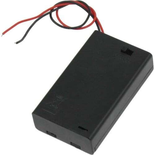 Wholesale5pcs*Two Wire Leads ON/OFF Switch Black 3 x 1.5V AAA Battery Holder Case w Cover