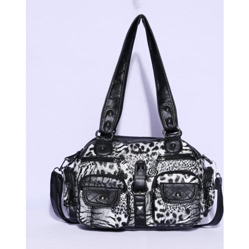 Angel Kiss Handbags for Women Faux Leather Lady Shoulder Bag Purse Fashion Casual Leopard Pattern Spotted Messenger Bag