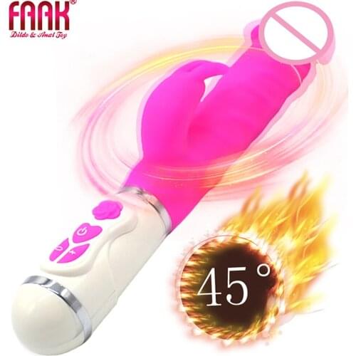 FAAK Rabbit Vibrator Dildo G Spot Vibrators for Women Clitoral Stimulator Masturbator Swing Heating Dildos Sex Toys For Adult