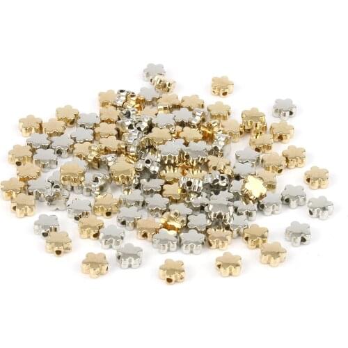 200pcs 6*3mm CCB Flower shape Beads Acrylic Beads Gold Silver Loose beads for Jewelry Making DIY Bracelet Hole 1.5mm Wholesale
