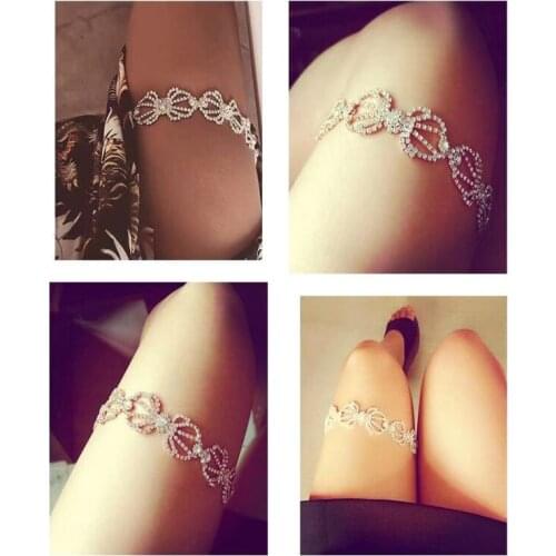 2021 Flower Rhinestone thigh round leg chain luxury crystal statement fashion female body jewelry summer beach leg chain