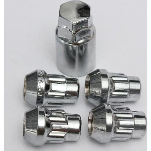 4Pcs 12x1.5mm 60 Degrees Tapered Alloy Wheel Lock Anti-theft Nuts Bolts with Key