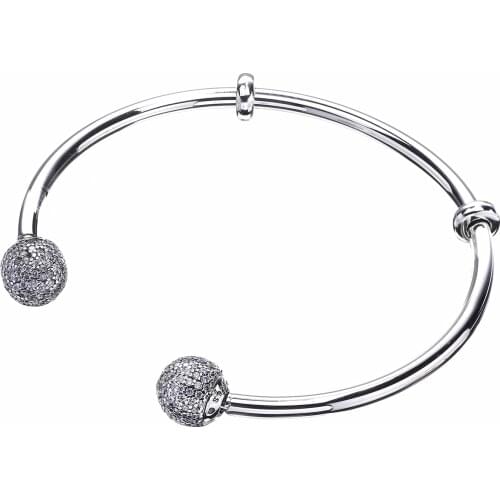 Ajax 100% 925 Sterling Silver Classic Gloss Opening Band Various colours Bead Bracelet