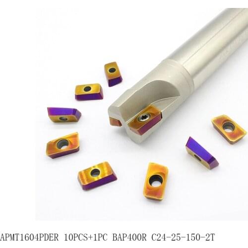 APMT1604 PDER 10PCS+1PCS BAP400R C24 25 150 2T Milling holder carbide insert cnc mill cutter high quality