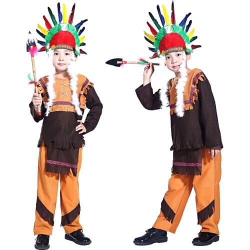 Free shipping Halloween childrens clothing boys clothing Indian clothes Indian chief in national costume Jungle