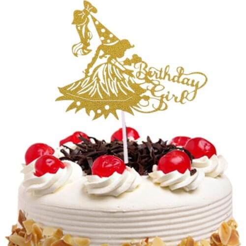 Birthday Girl Cake Flags Happy Birthday Cake Topper Glitter Paperboard Wedding Engagement Party Cake Baking Decor Supplies DIY