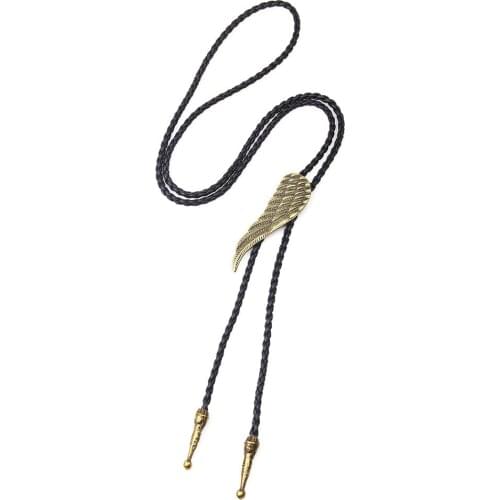 Bolo Tie retro shirt chain wings collar rope leather necklace long tie pendant
