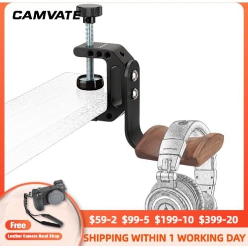 CAMVATE Universal Wooden Headphone/Headset Stand Hanger With Super Crab Clamp & 1/4"-20 Thread Screw For Headphones Supporting