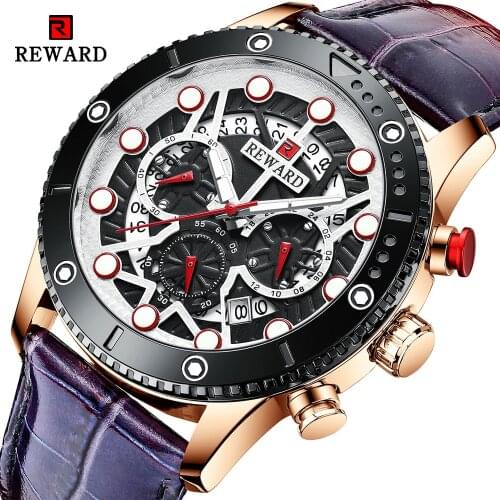 REWARD Watch Men Top Luxury Brand Waterproof Chronograph Big Dial Sport Quartz Wrist Watch Mens Fashion New Relogio Masculino
