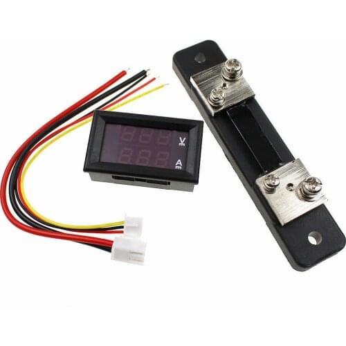 DC 0-100V 10A 50A 100A Digital Voltmeter Ammeter Red + Blue LED Dual Display Voltage Current Indicator Monitor Detector
