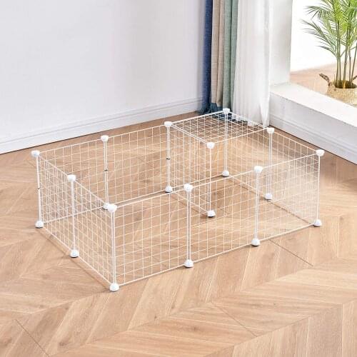 DIY Pet Playpen Metal Portable Dog Playpen for Small Animal Fence Indoor/outdoor for Puppy, Rabbit, Bunny, Guinea Pigs (White)