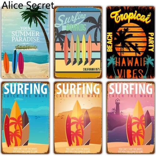 Home Decor Seaside Metal Tin Sign Pub Bar Metal Plates Decor Sea Metal sign Poster Wall tin signs gift