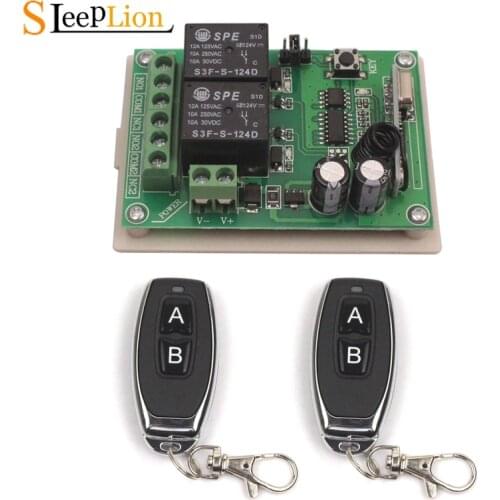 Sleeplion 24V 2CH Switch With Remote Control Relay Module Universal 24V 2 Channel 315MHz 433MHz Remote Switch Relay Receiver