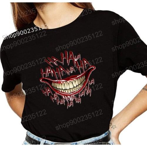 Womens T-shirt Printed Graphic HAHA Lips T-shirt Harajuku Fashion Top Camisetas Mujer Casual Femme Tshirt,Drop Shipng