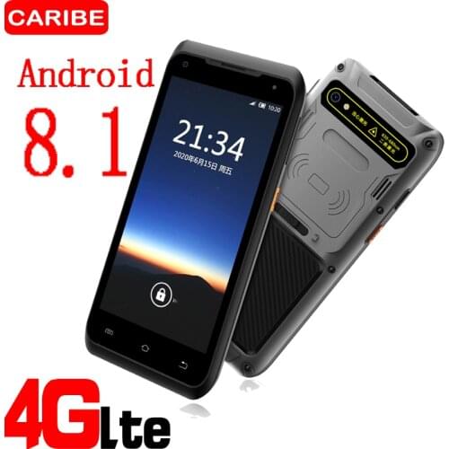 Caribe Rugged PDA Android 8.1 Phone Barcode Scanner 1D 2D UHF RFID Handheld Terminal Data Collector 5.5 inch touch screen