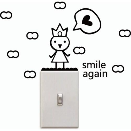 KG-176 Cute Little Princess Switch Sticker Creative Cartoon Vinyl Wall Sticker for Kids Home Wallpaper