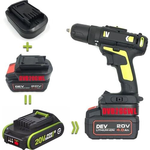 Dawupine DVB20GWL Adapter Converter use Devon 20V Li-ion battery on Worx Green Large Foot Lithium Electric Power Tools