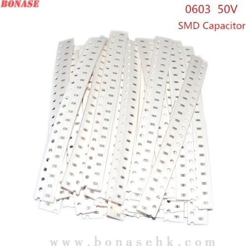 100pcs 0603 50V SMD Thick Film Chip Multilayer Ceramic Capacitor 1PF 1.2PF 1.5PF 1.8PF 2PF 2.2PF 2.5 2.7 3 3.3 3.6 3.9 4 4.7 5PF