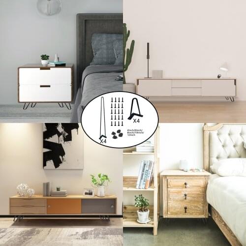 Hairpin Legs Anti-Slip Furniture Legs Heavy Duty U-Shaped Table Legs with Foot Pads DIY Coffee Tables Dining