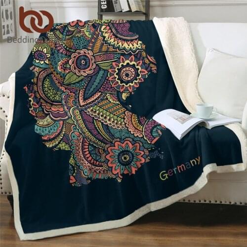 BeddingOutlet Germany Map Sherpa Blanket Floral Soft Plush Throw Blanket for Bed Mandala Flower Bedding Bohemian Thin Quilt 1pc