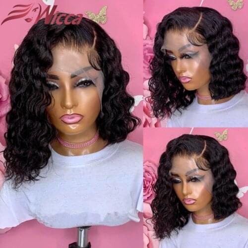 Wicca Natural Color Lace Front Human Hair Wigs 180 density 13x4 Lace Frontal Wig Brazilian Remy Hair Pre Plucked For Women