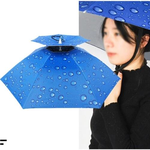 Portable Head-mounted Umbrella 77cm Sun Shade Lightweight Camping Fishing Hiking Festival Outdoor Parasol Foldable Cap Umbrella