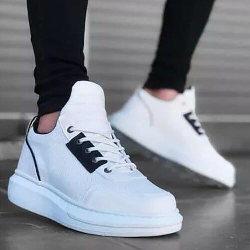 BA0606 Laced Casual High Base White Casual Male Sports Shoes