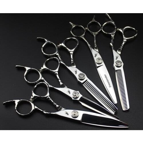 6.0 Inch Professional Japan 440c Hairdressing Cutting Scissor Chunker Scissor Barber Seamless Tooth shear Two-tailed Bending
