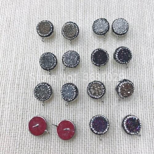 Simple fashion is full of drilling round ear nail temperament to match the metal edge of earrings