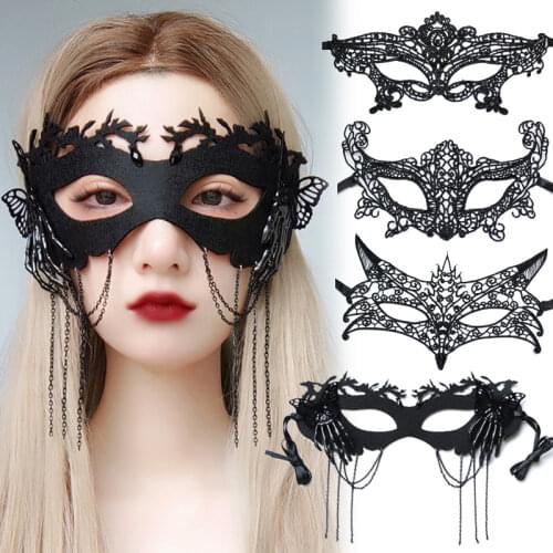 Sexy Mask Black Lace Hollow Mask Goggles Nightclub Queen Female Sex Lingerie Cutout Eye Masks for Party Fancy Dress Costume