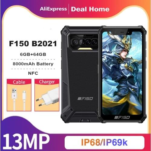 New F150 B2021 IP68/69K SmartPhone 6GB+64GB 8000mAh Octa Core Mobile Phone NFC 5.86'' HD+ MediaTek Helio G25 13MP Camera Phone